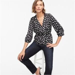 J.CREW Black & White Peplum Blouse in Polka Dot // 6